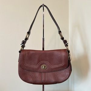 Coach Chelsea Small Flap Chocolate Pebbled Leather Turnlock Latch Bag
